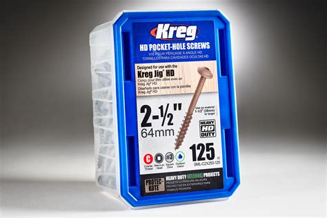 Kreg 14 X 2 12” Hd Pocket Hole Screws Coarse Thread 125 Ct The