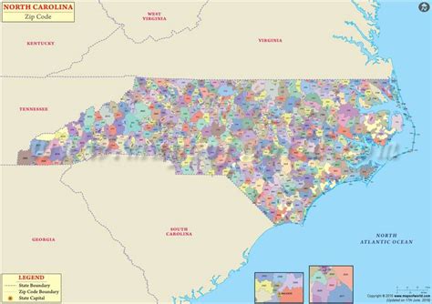 North Carolina Zip Codes Map List Counties And Cities