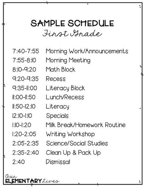 Everything You Need To Know About A First Grade Schedule This Blog