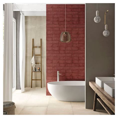 Red Wine Handmade Look Ceramic Wall Tile White Bathroom Tiles
