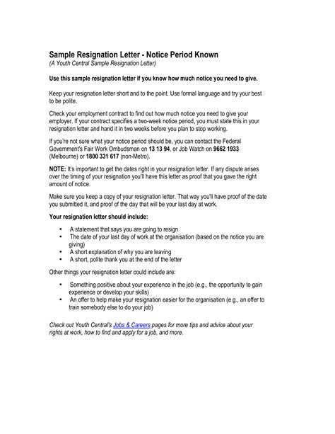 Sample Resignation Letter Notice Period Templates At