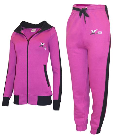 women athletic full zip fleece jogging tracksuit activewear hooded sweatsuit top purple xxxl