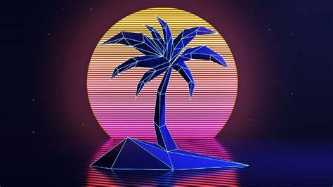 Sunset Neon Vhs Palm Trees New Retro Wave 1080p Vaporwave