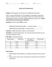 General biology i (bio 101) bio 101 lab 4: Dialysis Virtual Lab, Biology, Worksheet / Virtual ...