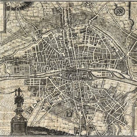 Old Paris Map Restoration Decor Style Map Of Paris Historic Etsy