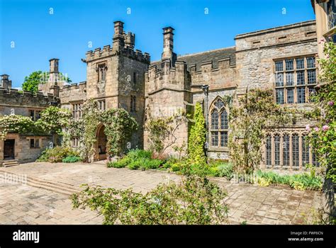 Norman Castle Haddon Hall Near Bakewell Midlands England Stock Photo