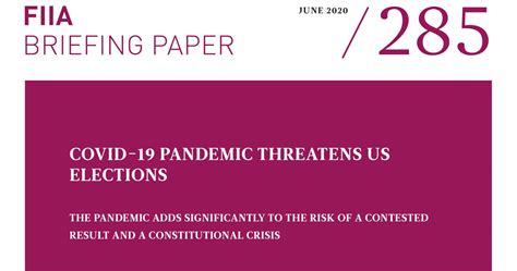 Covid-19 pandemic threatens US elections: The pandemic adds significantly to the risk of a 