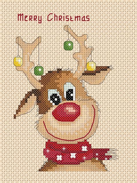 Printable Pdf Cross Stitch Chart Christmas Reindeer Ideal Size Etsy
