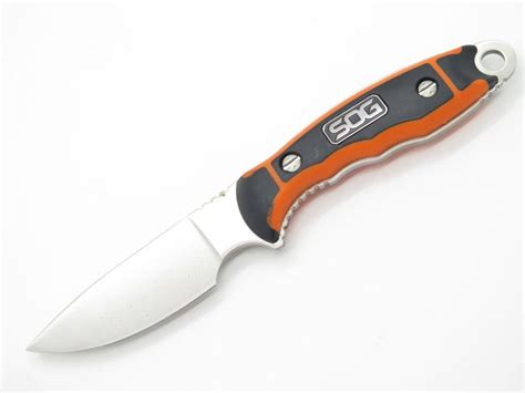 Sog Huntspoint Taiwan Fixed Blade Aus 8 Knife Orange Handle With Sheath