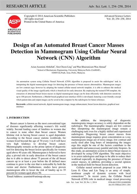 Pdf Design Of An Automated Breast Cancer Masses Detection In