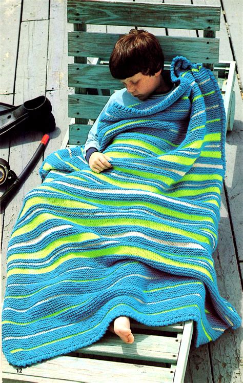 Turquoise Summer Striped Afghan Knitting Pattern