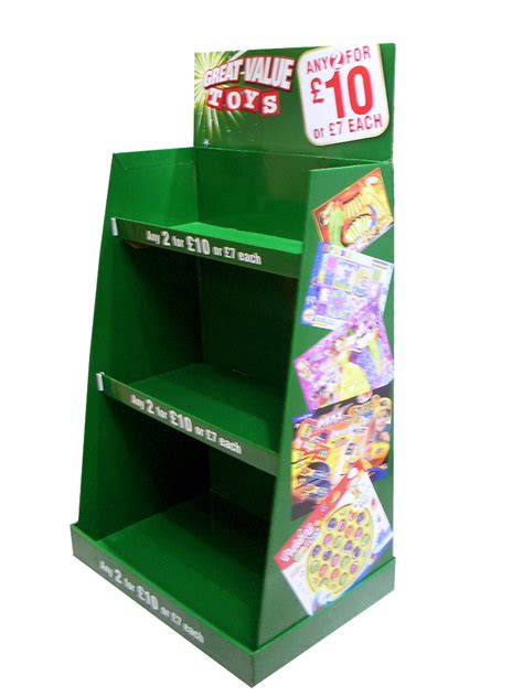 Cardboard Toy Floor Display With 3 Tiers Removable Header And Full Co