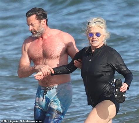 Hugh Jackman And Wife Deborra Lee Furness Enjoy A Swim During Day Out