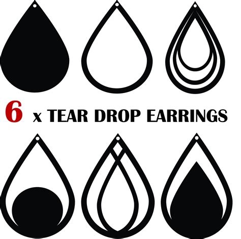 6 X Tear Drop Earring SVG EPS Cricut Fileprintableclip Etsy