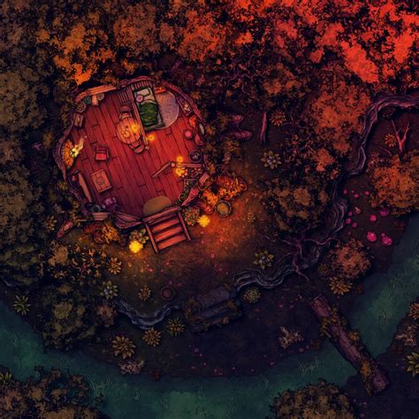 The Witches House At Dusk 27x27 Battlemaps Witches House Dnd World