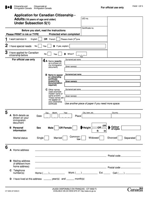 2005 Form Canada Cit 0002e Fill Online Printable Fillable Blank