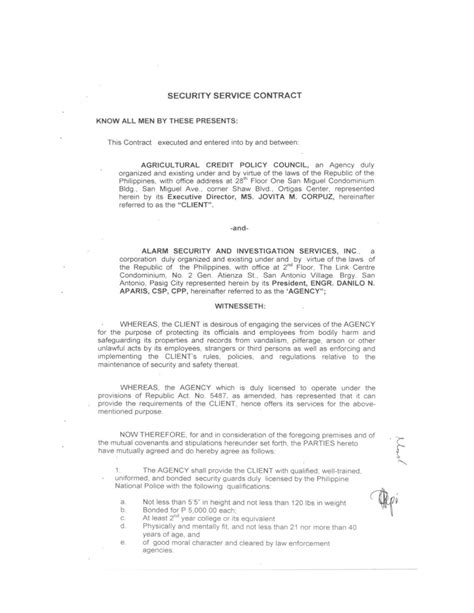 Security Service Contract How To Draft A Security Service Contract