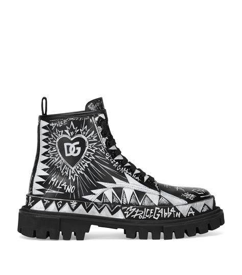 Dolce And Gabbana Multi Leather Graffiti Boots Harrods Uk
