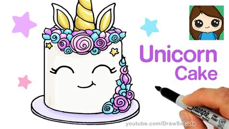 How To Draw A Unicorn Cake Easy Youtube