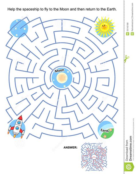 Kids can have a hard time understanding why we need to save water, but this fun maze is a great tool in teaching this important lesson. Maze Game For Kids - Spaceship Moon Flight Royalty Free ...