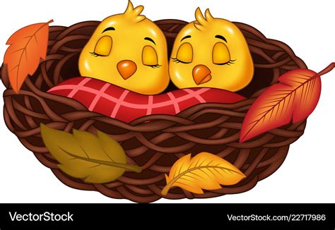 Cartoon Baby Bird Sleeping In The Nest Royalty Free Vector