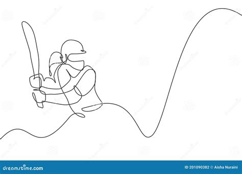 One Line Drawing Cricket Player Stock Illustrations 128 One Line