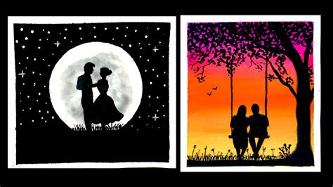 4 Easy Romantic Couple Painting Ideas For Beginners Poster Colour Paintings Easy Painting