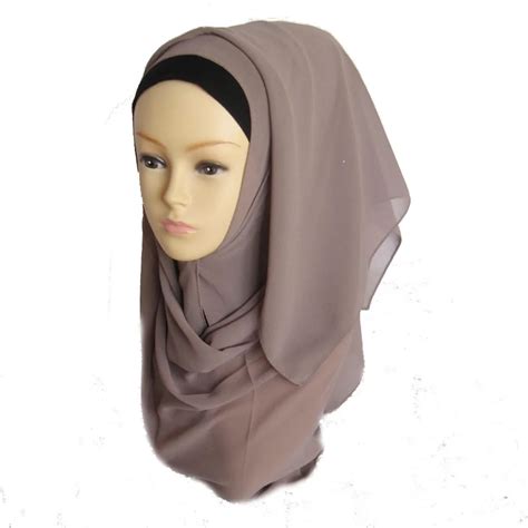 muslim hijab islamic women shawl plain oversized maxi hijab bubble chiffon printe solid color