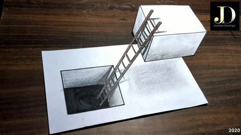 How To Draw 3d Optical Illusion Ladder Illusion Youtube