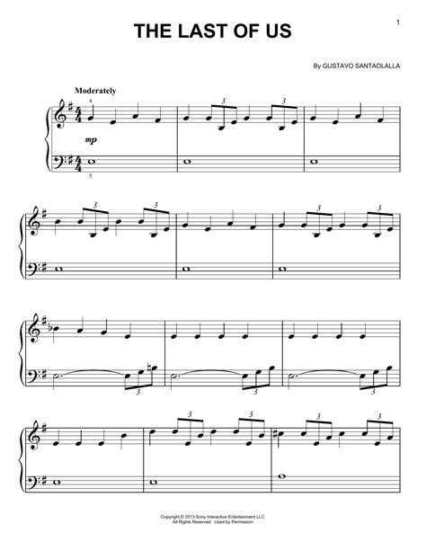 The Last Of Us Easy Piano Print Sheet Music Now
