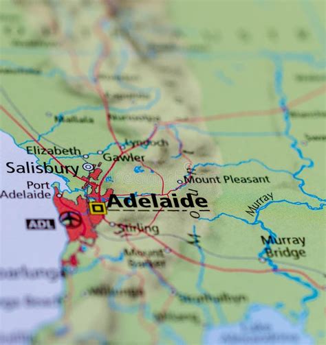 Adelaide On Map Stock Photo Image Of Page South Australia 114066594