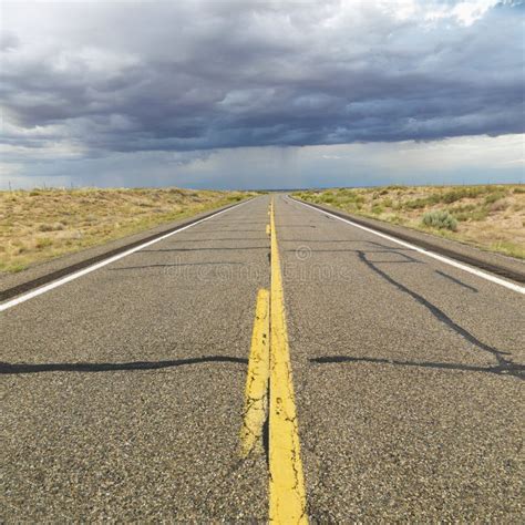 Two Lane Highway Through Desert Stock Image Image Of Line Copy 12960403