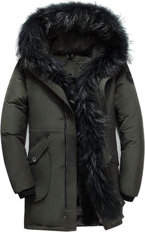 Ws Men S Winter Fur Collar Hooded Long Down Puffa Jacket Outdoor