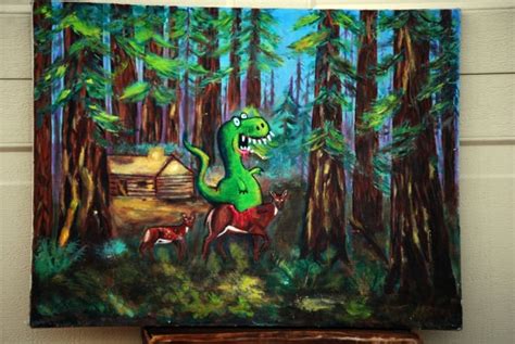 13x17 Canvas Thrift Monster Painting Tastes Like Pterodactyl Via Etsy