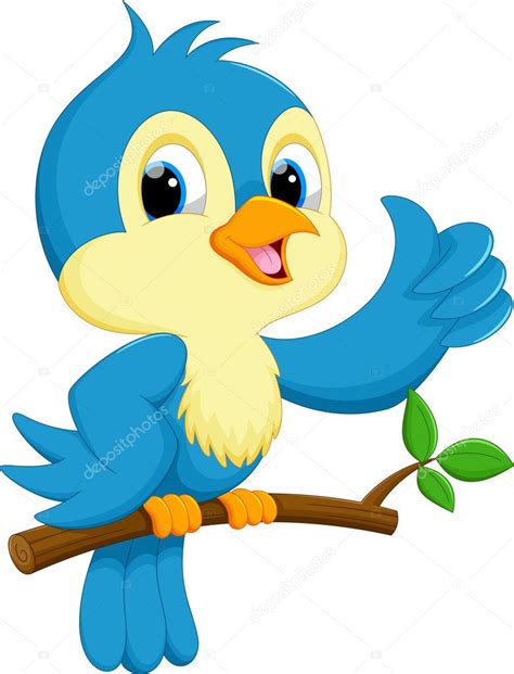 Lindo Dibujo Animado Pájaro Azul Vector Gráfico Vectorial © Irwanjos2