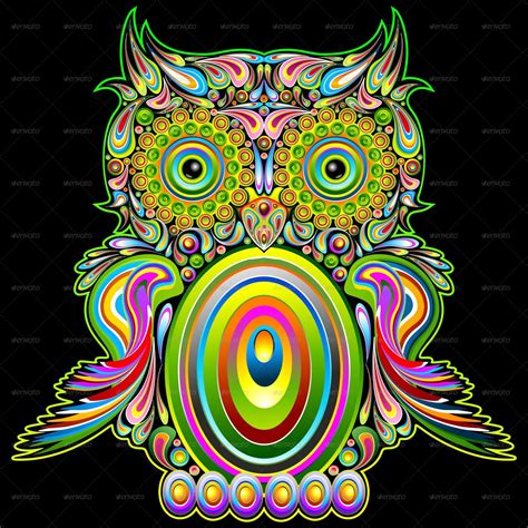 Owl Psychedelic Pop Art By Bluedarkat Graphicriver