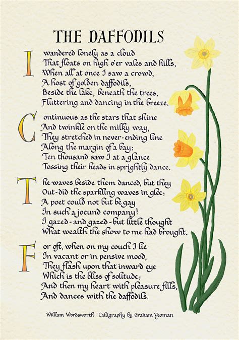 Daffodils Famous Poem By William Wordsworth I Wandered Etsy Uk