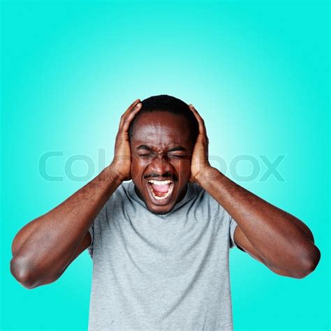 Portrait Of African Man Shouting And Stock Image Colourbox