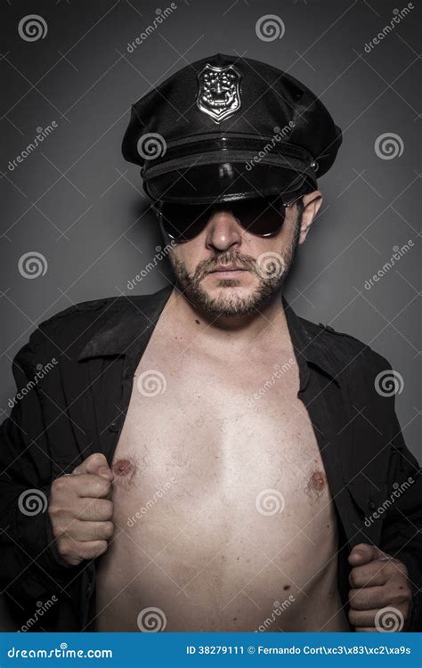 Police Naked Man With Cap And Glasses Stock Photography Cartoondealer Com