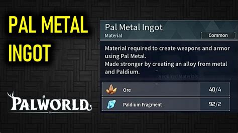 How To Craft Pal Metal Ingot Palworld Youtube
