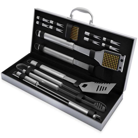 Home Complete 16 Piece Stainless Steel Bbq Grill Tool Set With Aluminum