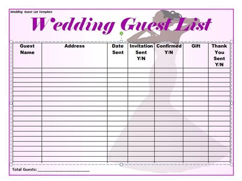 37 Free Beautiful Wedding Guest List And Itinerary Templates Free