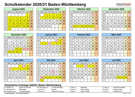 Oktober 2022 (reformationsfest) ist schulfrei. Schulkalender 2020/2021 Baden-Württemberg für PDF