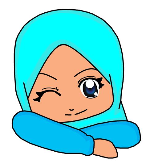 Lukisan Kartun Perempuan Comel Doodle Muslimah Png Muslim Girl Hijab