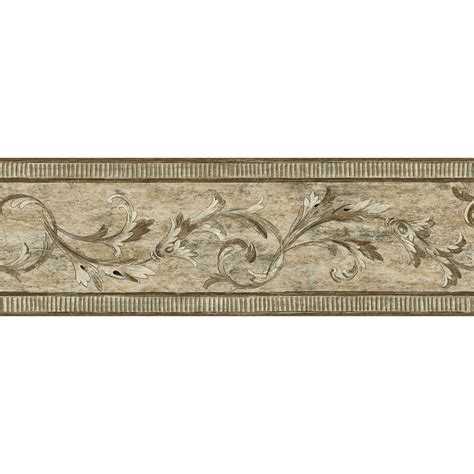 Free Download Brown Architectural Scroll Prepasted Wallpaper Border At