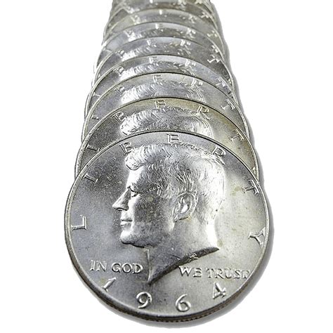 1964 Kennedy Half Dollar 20 Coin Rolls Brilliant Uncirculated