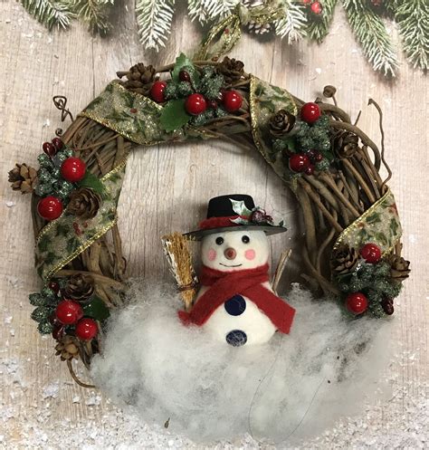 Snowman Wreath Small Wreath Grapevine Wreath Small Christmas Wreath