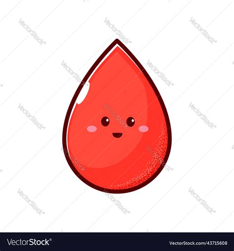 Cute Happy Smiling Blood Drop Cartoon Character Vector Image