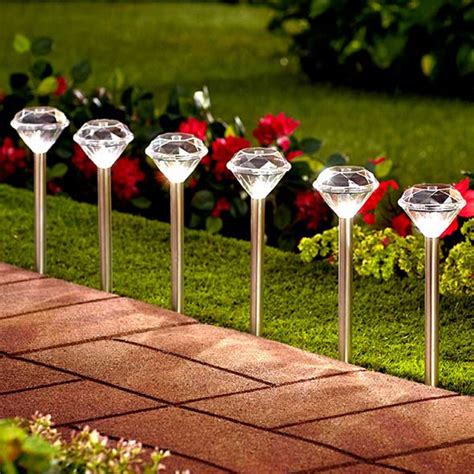 Solalite® 10 Pack Stainless Steel Solar Diamond Stake Lights Led Garden Lanterns Uk