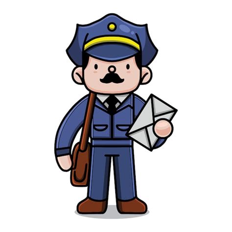 Premium Vector Cute Postman Cartoon Character